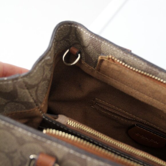 Coach Signature Coated Canvas Satchel Bag with Leather Handles - Picture 16 of 16